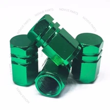  4x Green Hexagonal Valve Stem Cover with Rubber Ring Rim For Ram 4000 1500 2500
