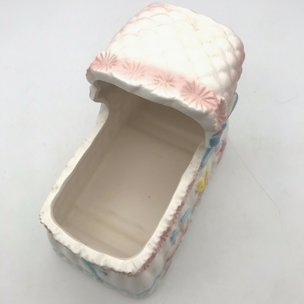 VTG Ceramic RELPO #6067 Japan Baby Nursery Bassinet Pink VTG Ceramic RELPO #6067 Japan Baby Nursery Bassinet Pink