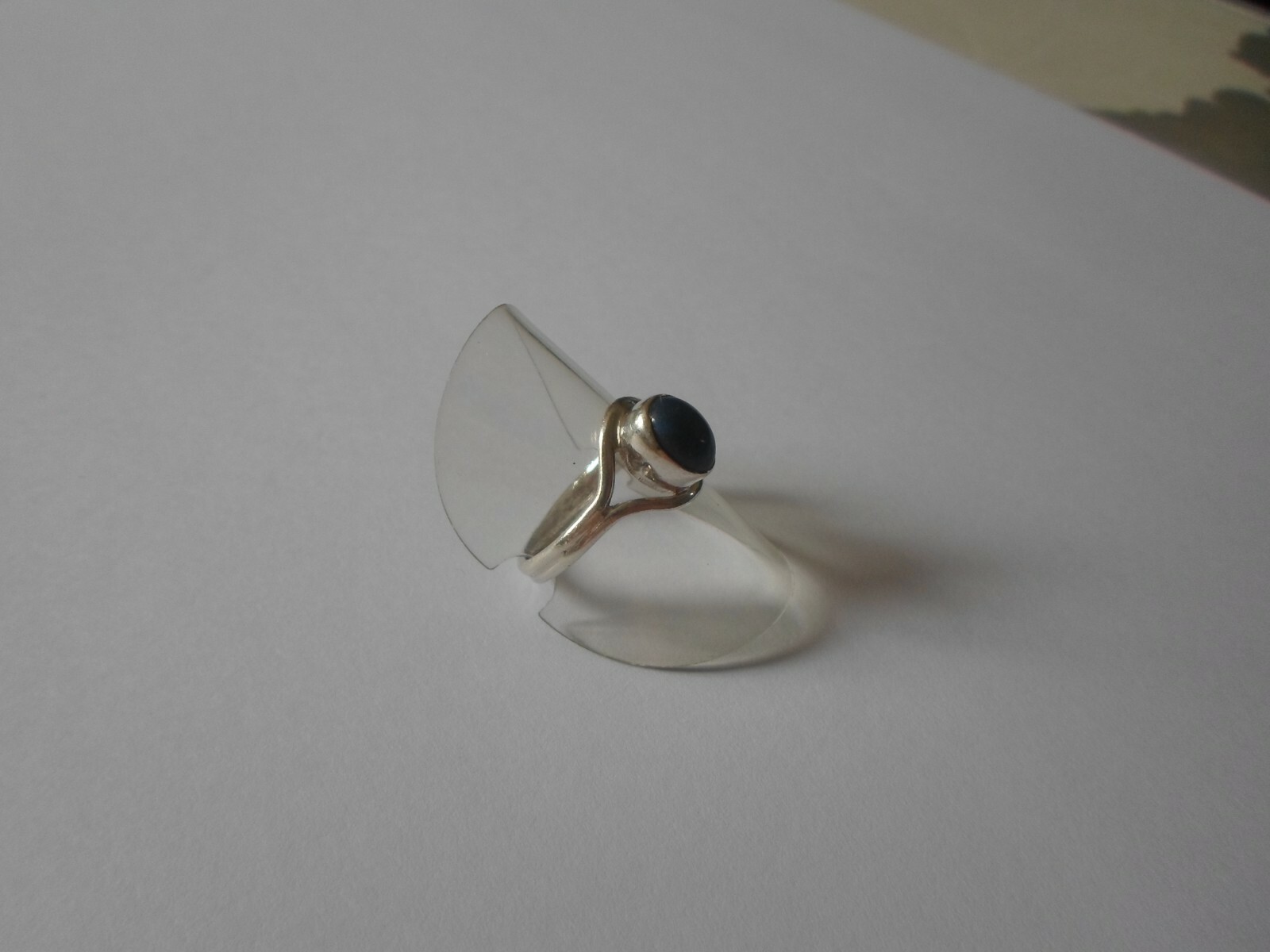 solid silver ring, dark blue cabochon, size 52 - image 5