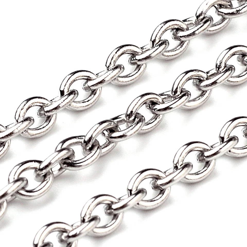 10.9yds/Roll 304 Stainless Steel Cross Chains 20 Gauge Unsoldered String 4x3mm - Image 2 of 2