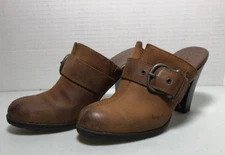 Born BOC Concept Women's Sz US 8 M Brown Leather Heel Mule Clogs Buckle BC2439