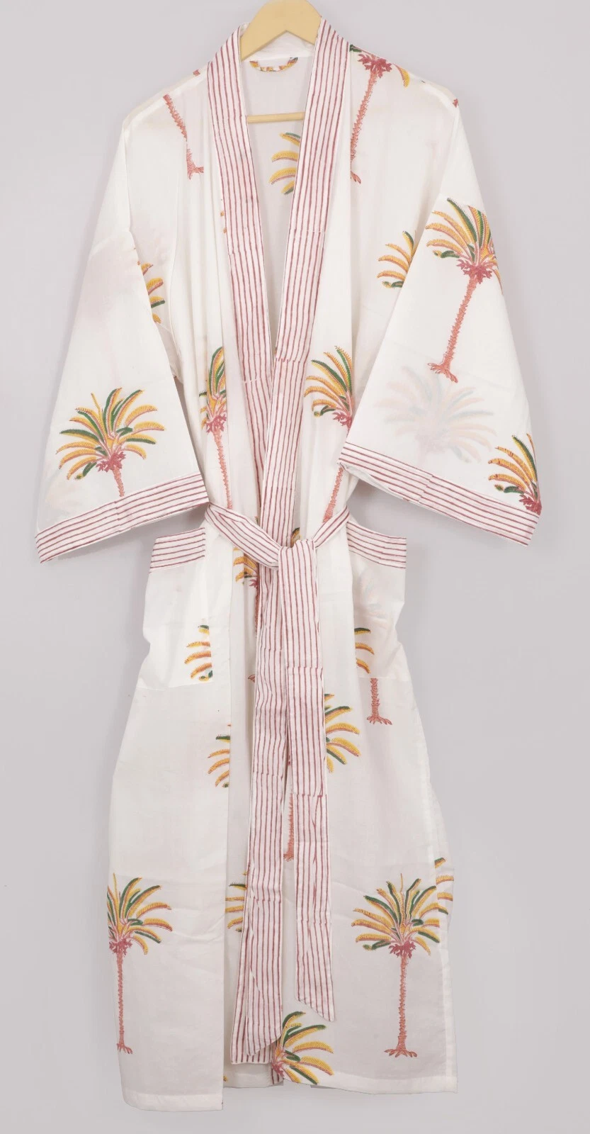 PALM ANGELS Pigiama kimono cotone palma accappatoio spiaggia vestito bikini copricostume 2k25