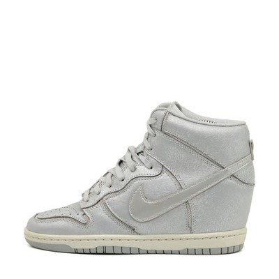 Nike Damen Dunk Sky Hi Wedge Sneaker Silber Leder High-Top-Sneaker EU 36.5