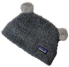 Patagonia Bear Ears Hat Cap Kids 2T-5T Gray Sherpa Fleece 100 Recycled