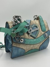 Guess Croc Embossed Patent Mini Satchel Cream...