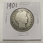 1901 Barber 90% Silver Half Dollar 50c US Coin