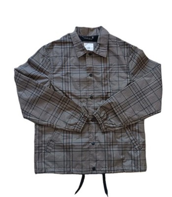H&M L.O.G.G. Men Small Windbreaker Rain Jacket Snap Up Collar Plaid Houndstooth