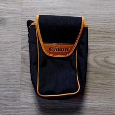 Canon Black Brown Canvas Compact Camera Case Pouch With Belt Loop