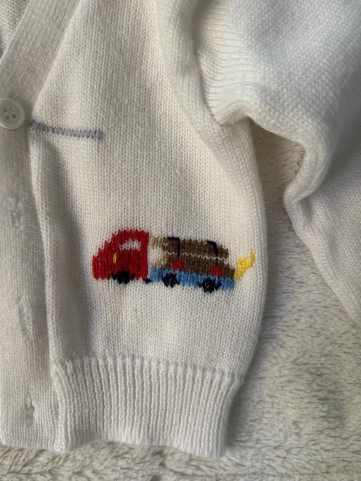 Suéter Blanco Vintage Con Aviones Bordados De Carriage Boutique 12 M Foto 3 de 4
