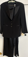 Tahari Women's Black Shawl Collar Pant Suit Triacetate Blend Size 10