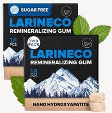 2Pack Larineco Remineralizing 36 Gum w/Nano Hydroxyapatite Xylitol Mastic Mint