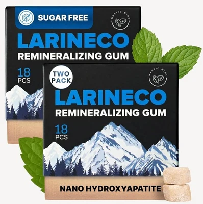 Paquete de 2 gomas remineralizantes Larineco 36 con nano hidroxiapatita y masilla de xilitol como nuevas - Imagen 1 de 4