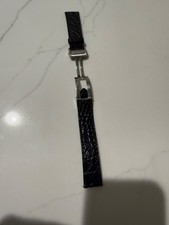 22mm Leather Strap Black Watch Band with OEM MONTBLANC Buckle Set Non Stitch B