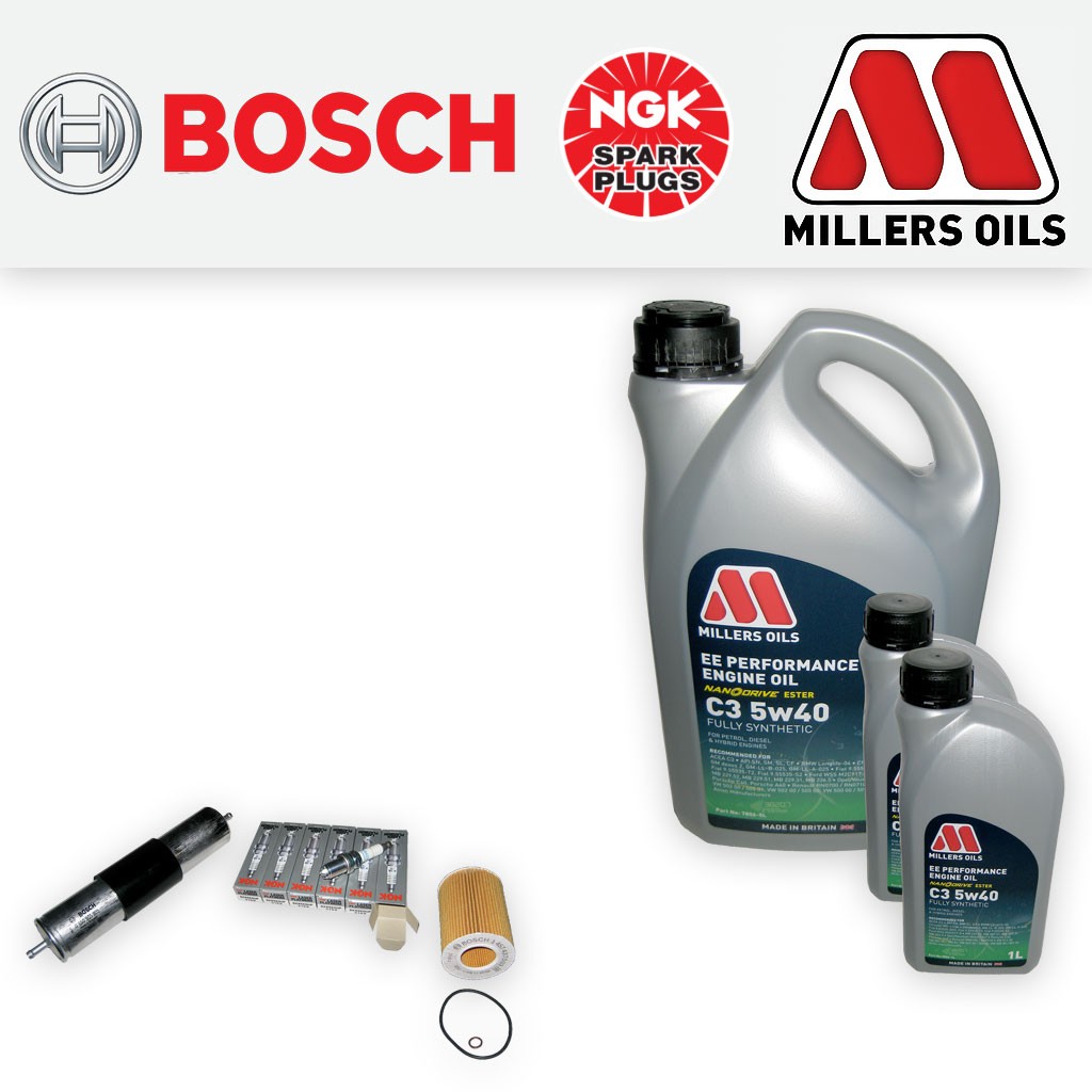 SERVICE KIT for BMW Z3 2.0 OIL FUEL FILTERS SPARK PLUGS +5w40 EE OIL (1999-2000)