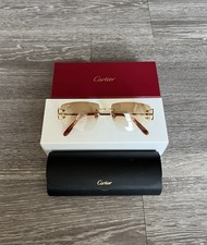 Cartier Big C Diamond Cut Brown Frameless Lens Gold Frame