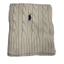 Polo Ralph Lauren Scarf Unisex One Size Cream Cable Knit Wool Winter