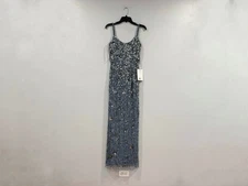 Mac Duggal 5477 Slate Gray Floral Embellished Scoop Neck Evening Gown Sz 4 NEW