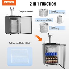 VEVOR Beer Kegerator, Dual Tap Draft Beer Dispenser, Full Size Keg Refrigerator