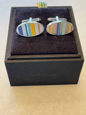 BNIB GENUINE VINTAGE PAUL SMITH CUFFLINKS - MODERN MULTI-STRIPE