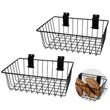 Eaasty 2 Pcs Ventilated Metal Slatwall Baskets Mounted Hanging Slatwall Acces...