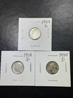 (3 Coins) 1954 D Silver Roosevelt Dimes