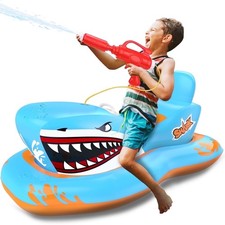 Pool Floats for Kids, Inflatables Shark Ride-on Water Toys with Watergun Swimmin