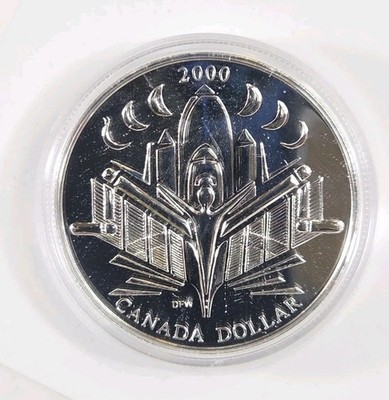 2000 Canada UNC Silver Dollar 1.00 Voyage Of Discovery W/OGP .74oz ASW 