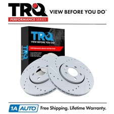 Trq Performance Brake Rotor Drilled Slotted G-coated Front Pair For Vw
