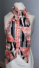 Vintage Scarf Tie Pink Blue White Acetate Spring 68  x 5  Geometric Modern