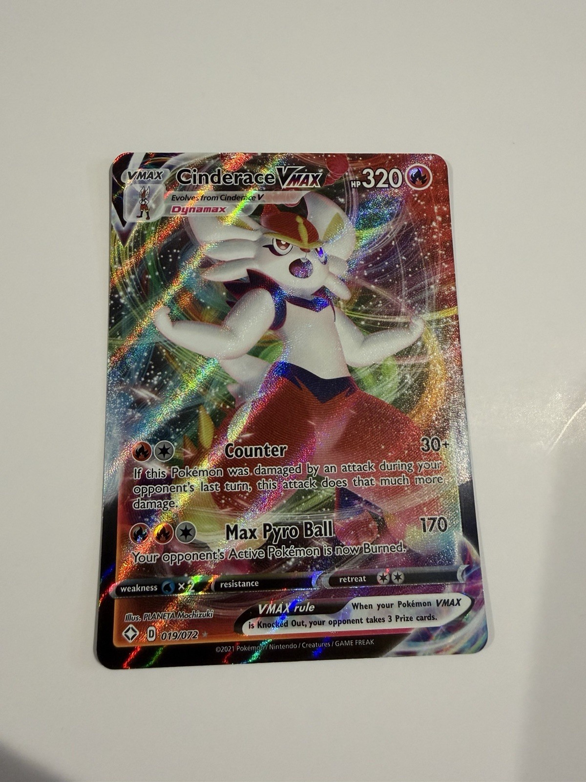 Cinderace Vmax 19/72 Shining Fates Full Art Pokemon Card!  NM/M
