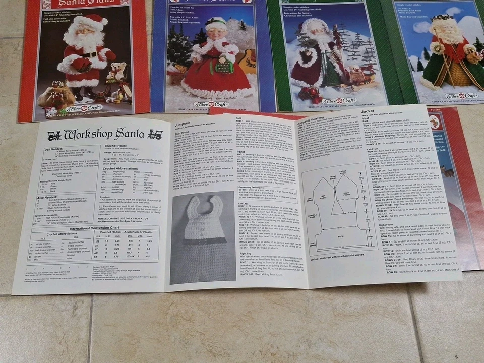 Vintage Santa Claus Mrs Claus 13" & 14" Dolls Christmas Sewing Patterns Booklets - Image 4 of 4