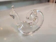 Steuben Vintage Crystal SNAIL Paperweight Hand Cooler Figurine Signed Art Glass