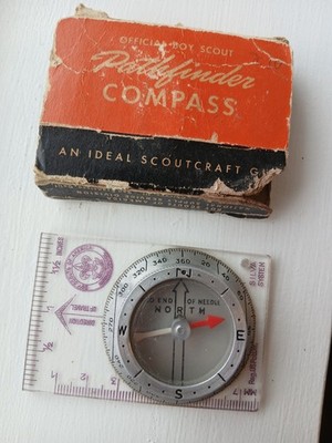 Vintage Official Boy Scout Compass Pathfinder No 1051 In Original Box Silva