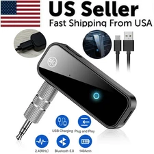 2in1 Bluetooth 5.0 Transmitter Receiver Wireless Audio Adapter 3.5mm AUX Car TV