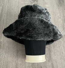 Vintage Betmar New York Faux Fur Hat Womens One Size Charcoal Grey Boho Retro