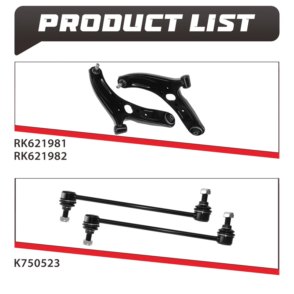 Kit de 4 brazos de control inferiores delanteros con rótulas para Kia Rio 2012-2017 Foto 3 de 4