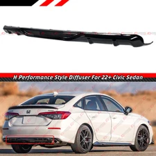 FOR 2022-2026 CIVIC HPD STYLE GLOSS BLACK REAR BUMPER DIFFUSER UNDERBODY SPOILER