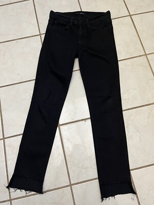 FLYING MONKEY Mid Rise Black Slim Leg Raw Cut Hem Jeans Sz 24 #Y2031