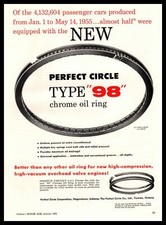 1955 Perfect Circle Hagerstown Indiana Type 98 Chrome Oil Rings Vintage Print Ad