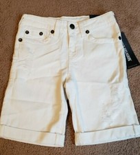 NWT True Religion Boys White Geno Roll Up Shorts, Size 6