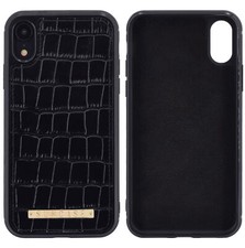 iPhone XR Handyhülle Schutztasche Echtleder Backcover Schutzhülle Croco Schwarz