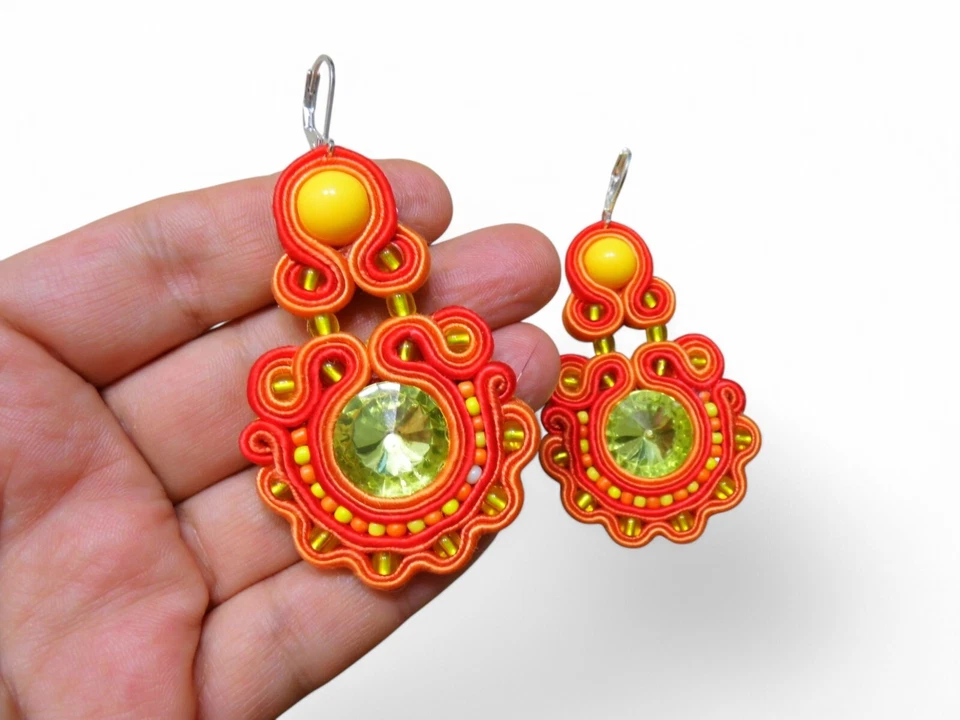 Ohrringe Technik soutache Kunsthandwerk , - Bild 4 von 4