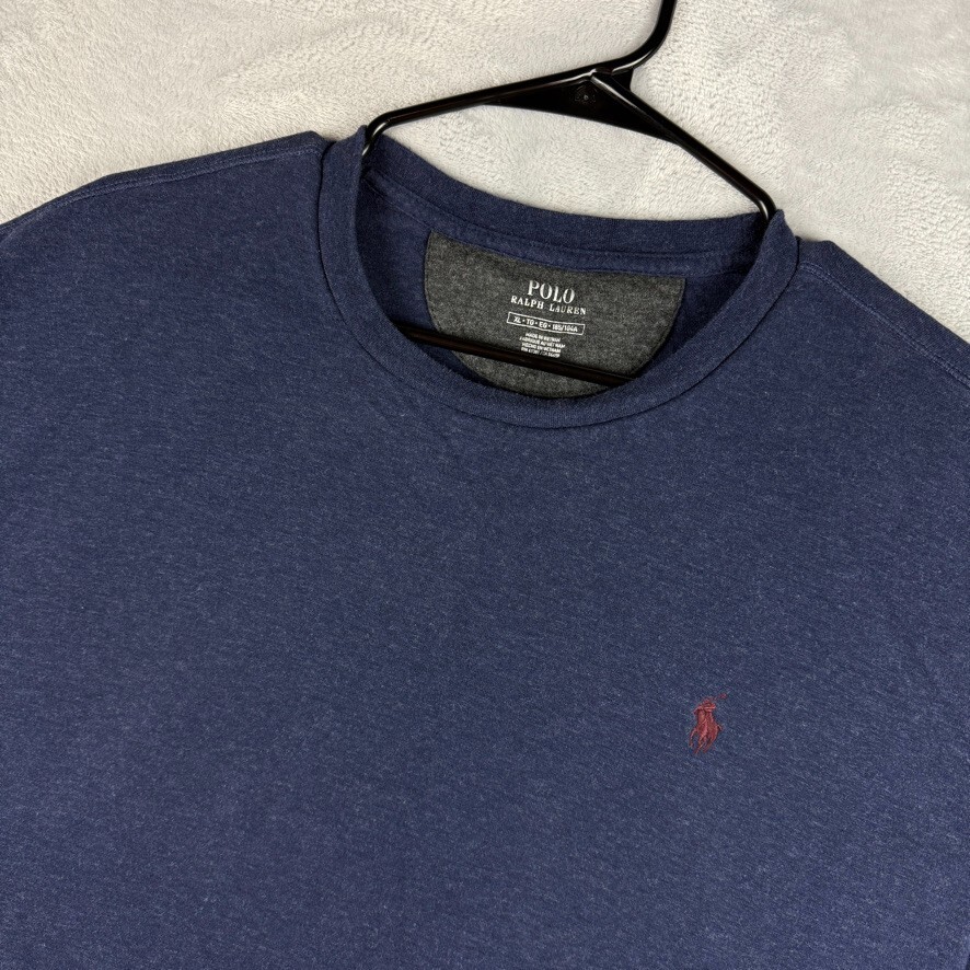 Polo Ralph Lauren Felpa Uomo XL Blu Girocollo Pullover Rosso Pony