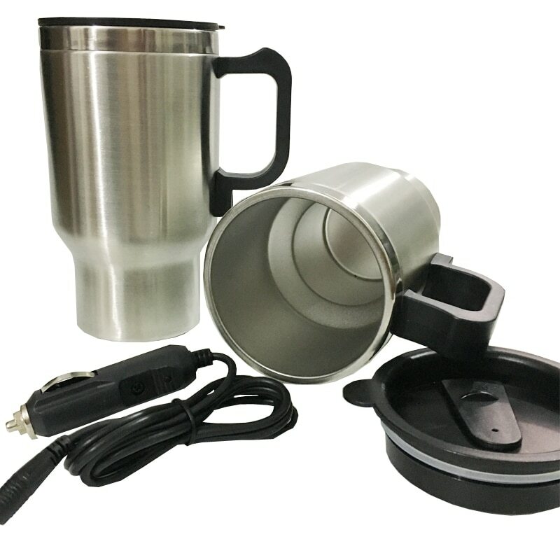 12V Car Thermos Cup Electric Kettle Thermal Heat Mug Plug Bottle Adapter 450ml-image