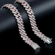 Mens Ice CZ Out Cuban Link Chain Gold Plated Stainless Steel Hip Hop Jewelry