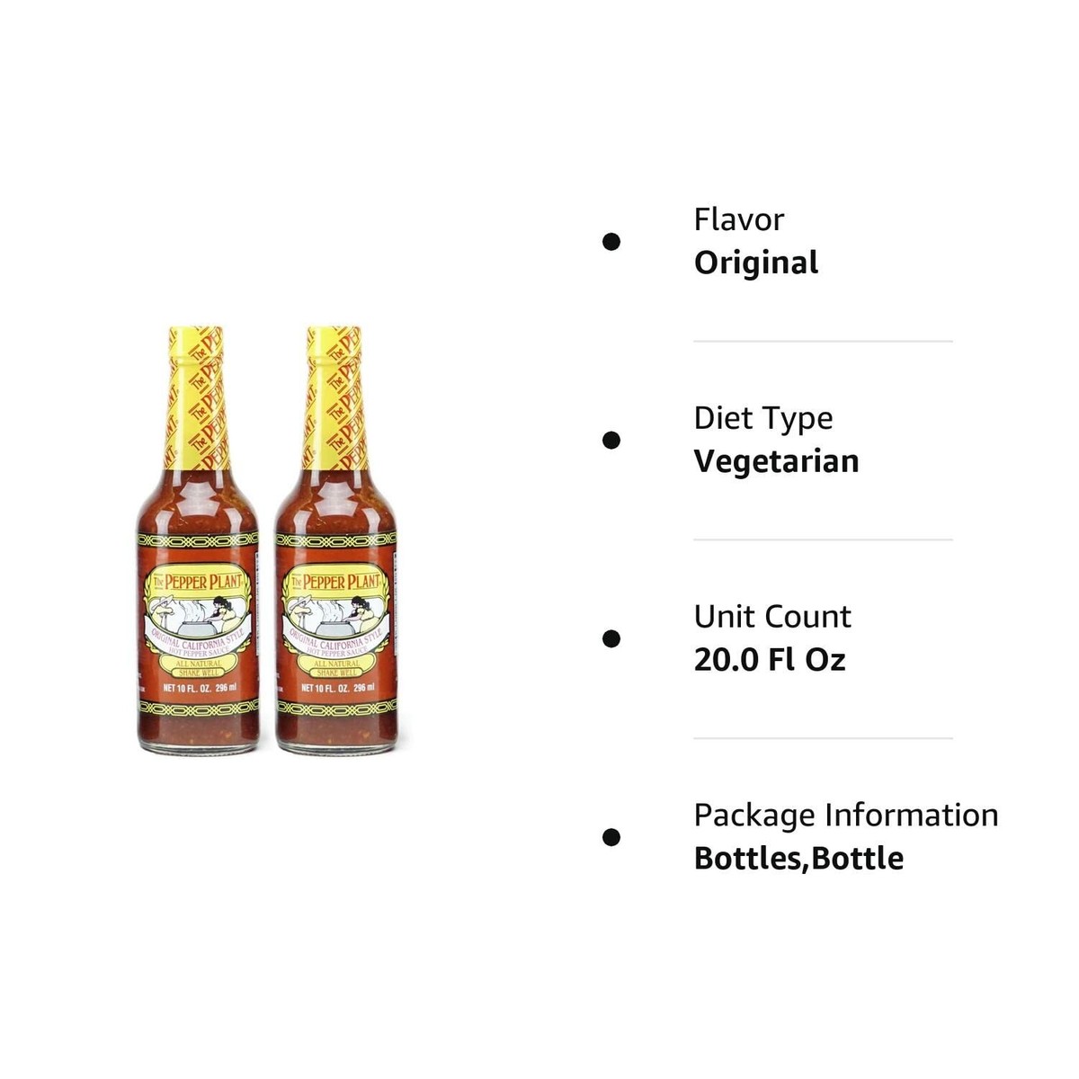 The Pepper Plant Original California Hot Pepper Sauce Pack Of 2 10 Fl Oz  Bottles | eBay