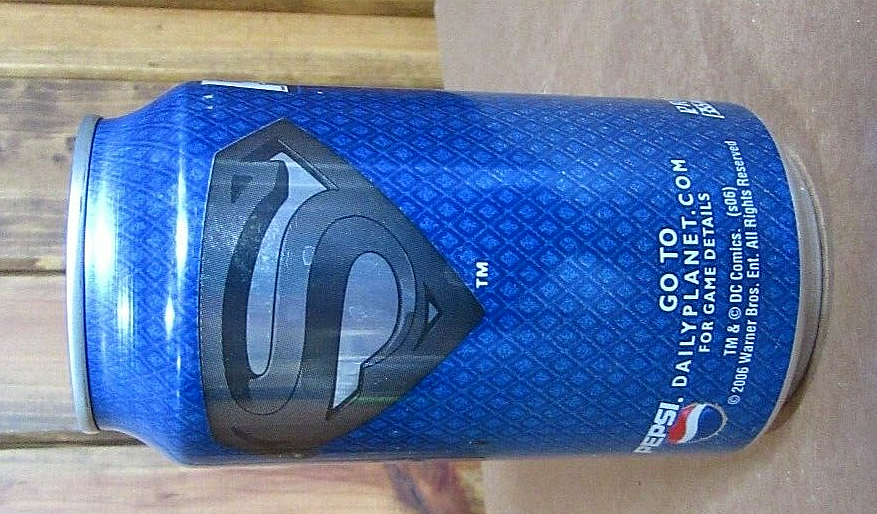 2006 SUPERMAN RETURNS Pepsi-Cola PEPSI 12 OZ Soda Can Bottom Open