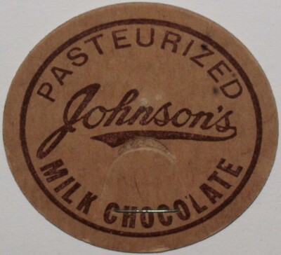 Vintage milk bottle cap JOHNSONS Pasteurized Milk Chocolate unused new old stock