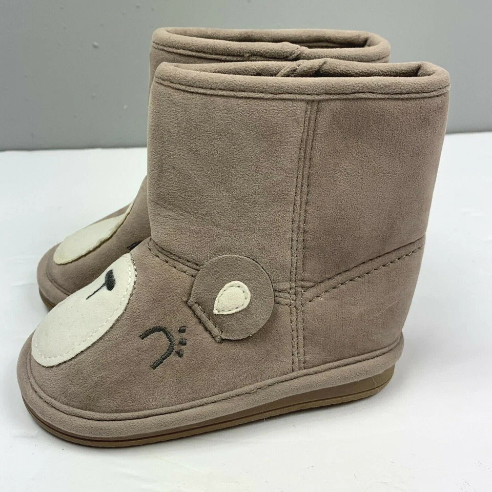 NWOT Gymboree Woodland Wonder Boots Microsuede Bear sz 4 Girls Tan Beige Animal - Изображение 3 из 4