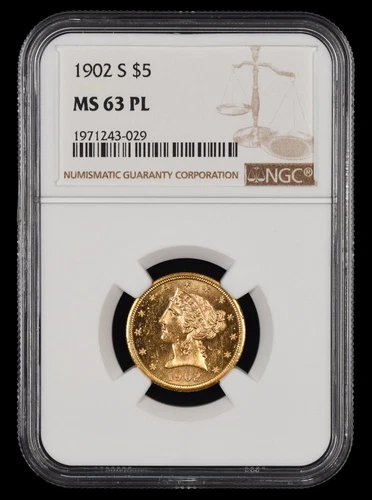 1902 S $5 Gold NGC MS63 PL Prooflike